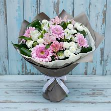 Букет цветов из:  Герберы, Альстромерии и Хризантемы #REPLACE_PRED# Песчанке