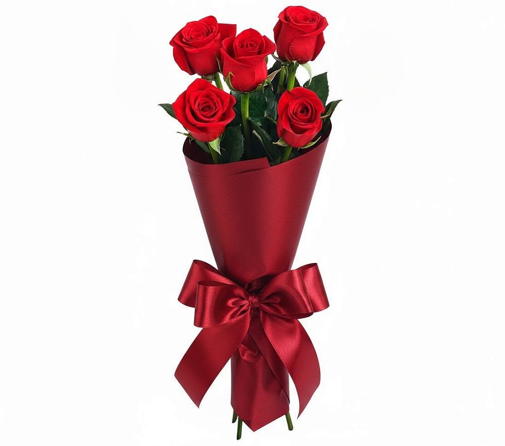 Букет 5 Красных роз Эдлесс Лав в Песчанке