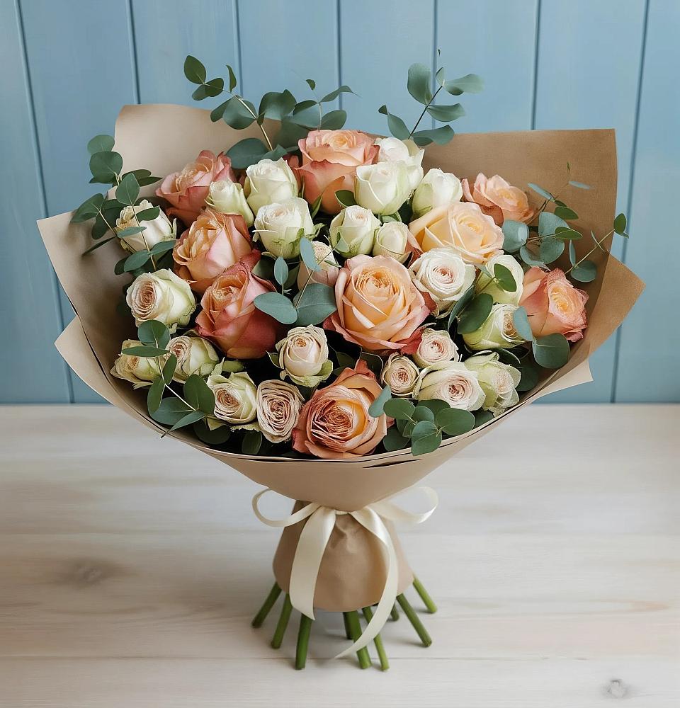Букет цветов из: Альстромерии и Розы в Песчанке