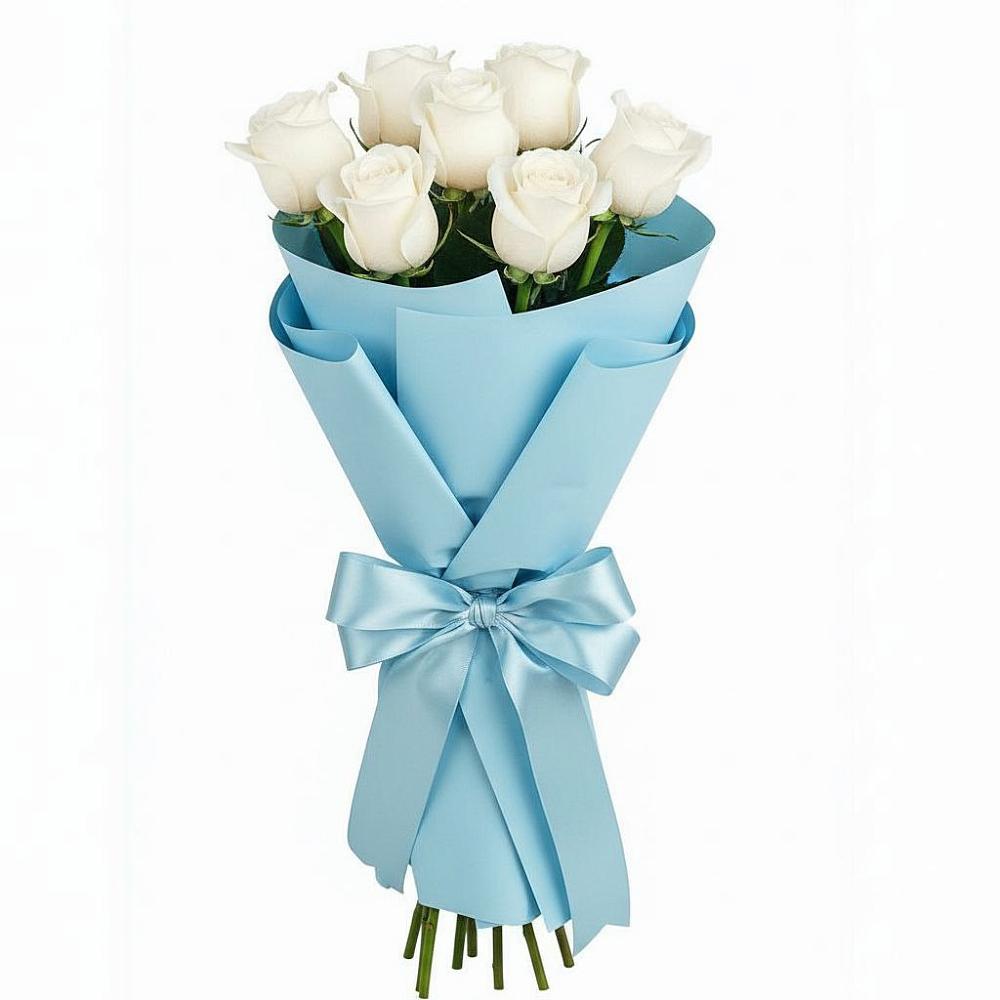 Букет 7 белых роз Проуд в Песчанке