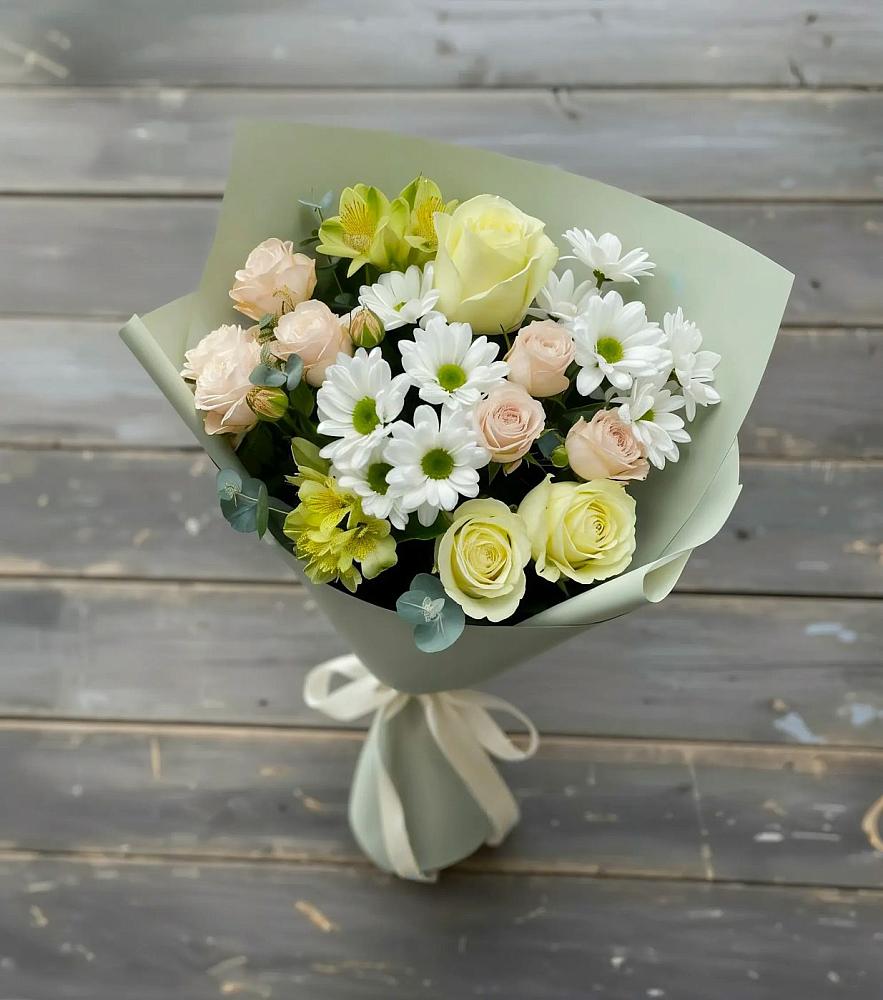 Букет цветов из: Альстромерии, Розы и Хризантемы в Песчанке