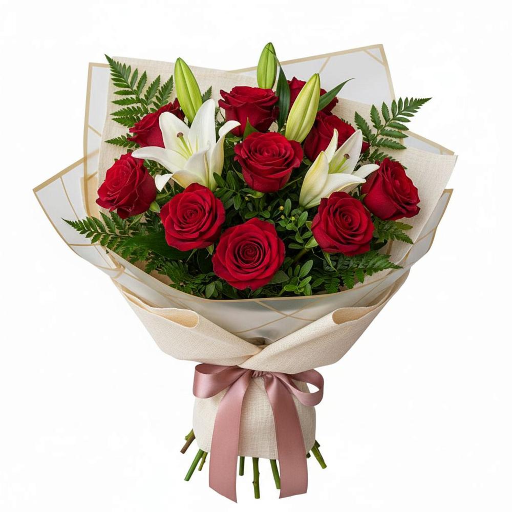 Букет цветов из: Лилии и Розы в Песчанке