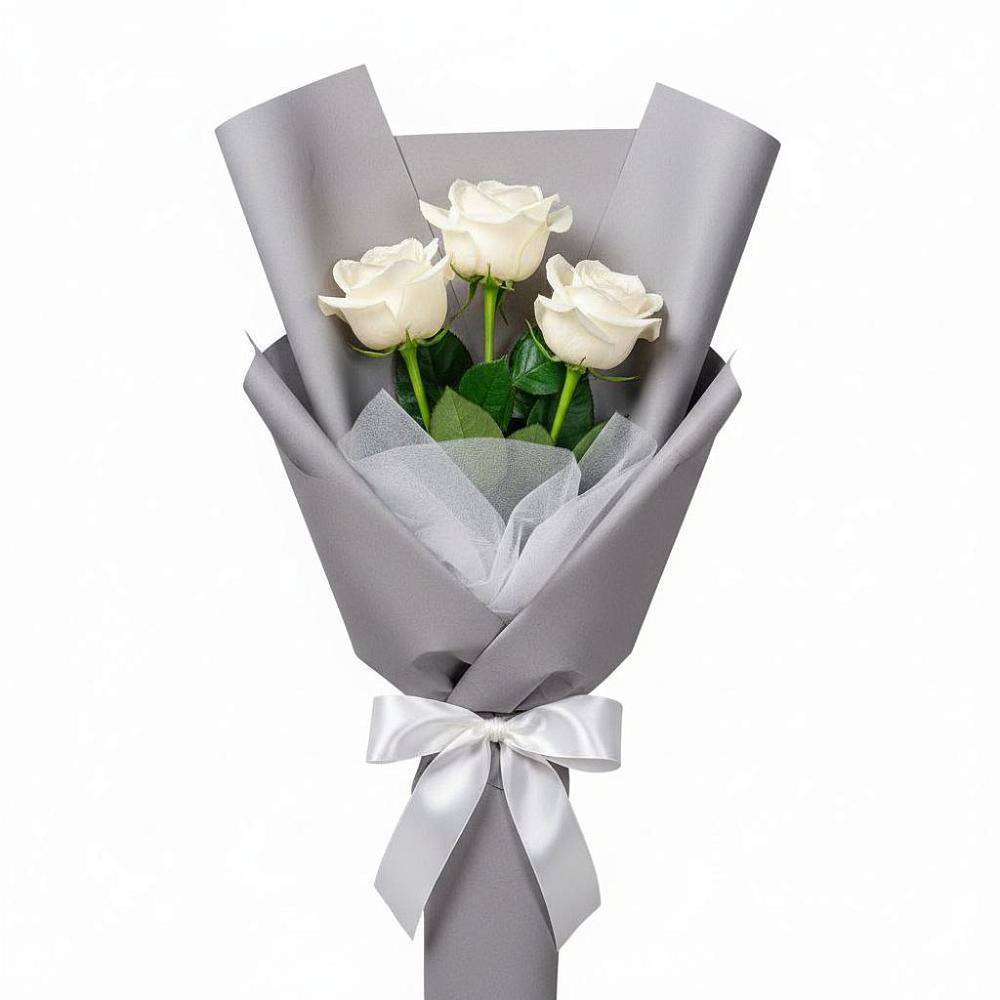 Букет 3 белые розы в Песчанке
