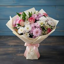 Букет цветов из:  Хризантемы, Альстромерии и Розы в Песчанке