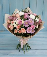 Букет цветов из:  Хризантемы, Розы и Альстромерии в Песчанке
