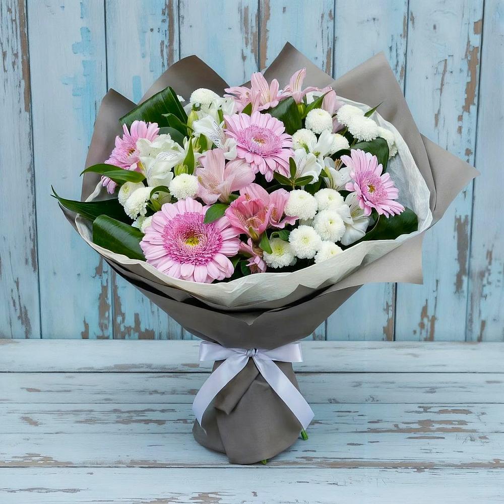 Букет цветов из: Герберы, Альстромерии и Хризантемы в Песчанке