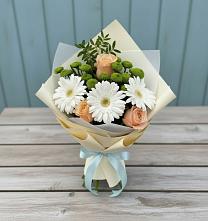 Букет цветов из:  Герберы, Розы и Хризантемы #REPLACE_PRED# Песчанке