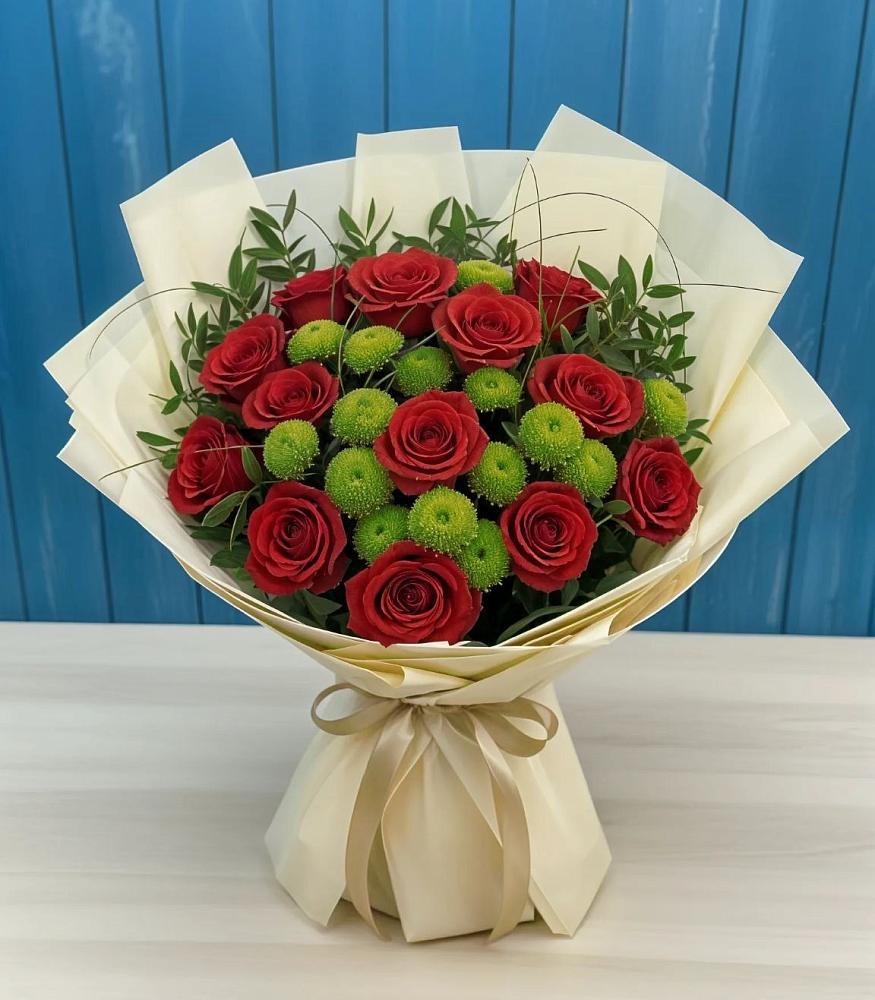 Букет цветов из: Розы и Хризантемы в Песчанке