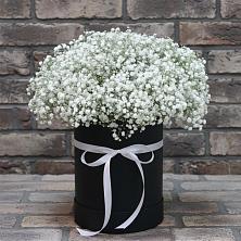 Цветочная композиция из Гипсофила в шляпной коробке в Песчанке
