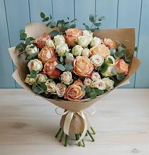 Букет цветов из:  Альстромерии и Розы #REPLACE_PRED# Песчанке