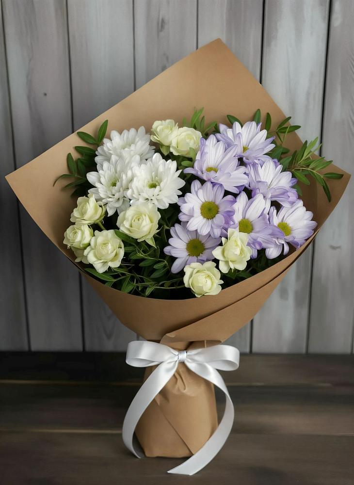 Букет цветов из: Хризантемы и Розы в Песчанке