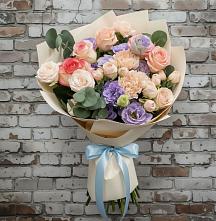 Букет цветов из:  Розы, Лизиантусы и Гвоздики в Песчанке